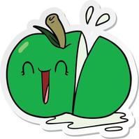 sticker of a happy cartoon sliced apple vector