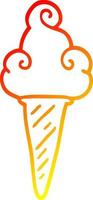 warm gradient line drawing cartoon ice cream vector