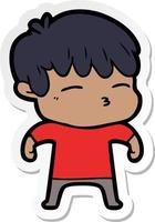 sticker of a cartoon curious boy vector