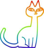 gato de dibujos animados de dibujo de línea de gradiente de arco iris vector