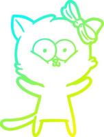 cold gradient line drawing cartoon cat vector