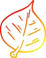 warm gradient line drawing cartoon leaf vector