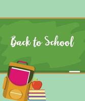 Back to school green board background, flat style vector