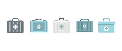 First aid kit icon set, flat style vector