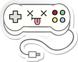 sticker of a cute cartoon game controller vector