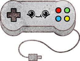 retro grunge texture cartoon game controller vector