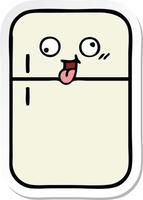 sticker of a cute cartoon fridge freezer vector