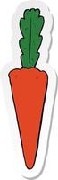 sticker of a cartoon carrot vector