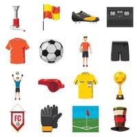 conjunto de iconos de fútbol fútbol, estilo de dibujos animados vector