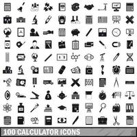 100 calculator icons set, simple style vector