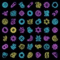 Bacteria icons set vector neon