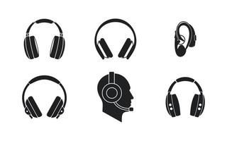 Headphones icon set, simple style vector