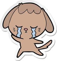 sticker of a cartoon crying dog vector