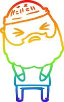 rainbow gradient line drawing cartoon man with beard vector