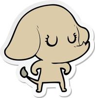 sticker of a cute cartoon elephant vector