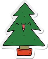 pegatina de un árbol de navidad de dibujos animados vector