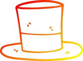 warm gradient line drawing cartoon top hat vector