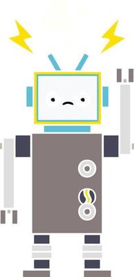 flat color retro cartoon robot