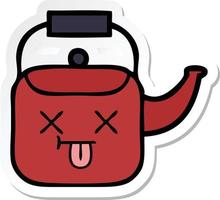 sticker of a cute cartoon kettle vector