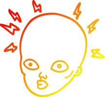 warm gradient line drawing cartoon bald head vector