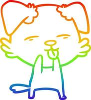 rainbow gradient line drawing cartoon dog sticking out tongue vector