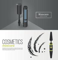 Luxury mascara banner set, isometric style vector