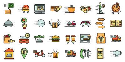 Food delivery service icons vector flat