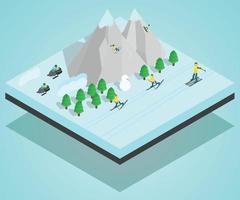 Mountain sport concept banner, isometric style vector