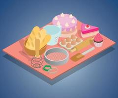 Tea day concept banner, isometric style vector