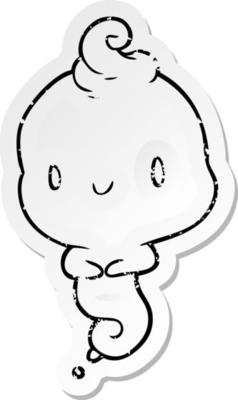distressed sticker of a cartoon ghost