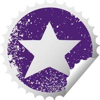 distressed circular peeling sticker symbol gold star vector