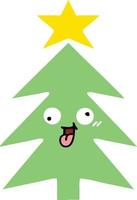 flat color retro cartoon christmas tree vector