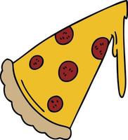 quirky hand drawn cartoon slice of pizza vector