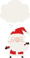 cartoon santa claus and thought bubble in retro style vector