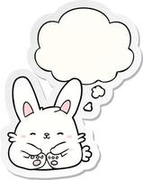 cartoon rabbit and thought bubble as a printed sticker vector