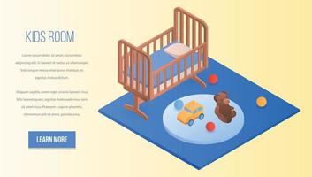 Kids room concept background, isometric style vector
