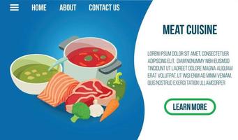 Meat cuisine concept banner, isometric style vector