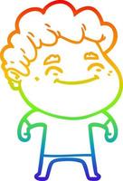 rainbow gradient line drawing cartoon friendly man vector