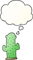 cartoon cactus and thought bubble in smooth gradient style vector