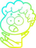 cold gradient line drawing cartoon man gasping in surprise vector