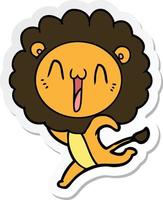 sticker of a happy cartoon lion vector