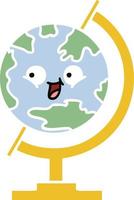 flat color retro cartoon globe of the world vector