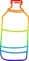 botella de agua de dibujos animados de dibujo de línea de gradiente de arco iris vector