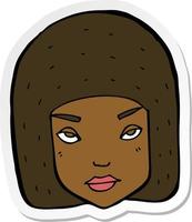 sticker of a cartoon annoyed female face vector