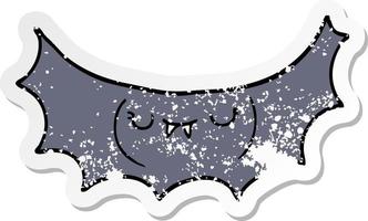 distressed sticker of a cartoon vampire bat vector