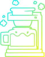 cold gradient line drawing cartoon coffee pot vector