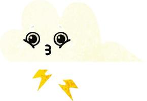 retro illustration style cartoon storm cloud vector