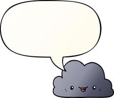 cute cartoon cloud and speech bubble in smooth gradient style vector