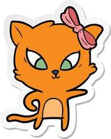 sticker of a cartoon cat vector