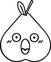 line drawing cartoon green pear vector